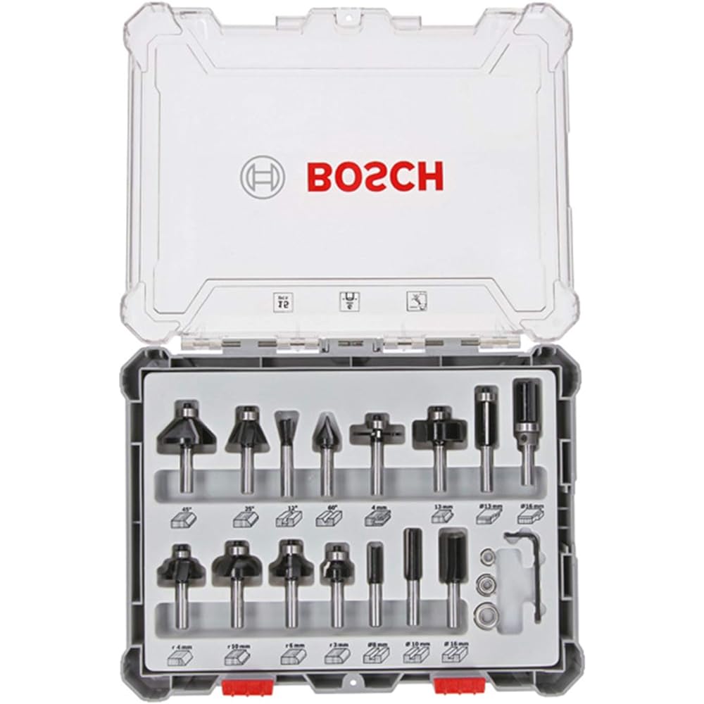 BOSCH Router/trimmer bit set (15 types, 15 pieces) 2607017471