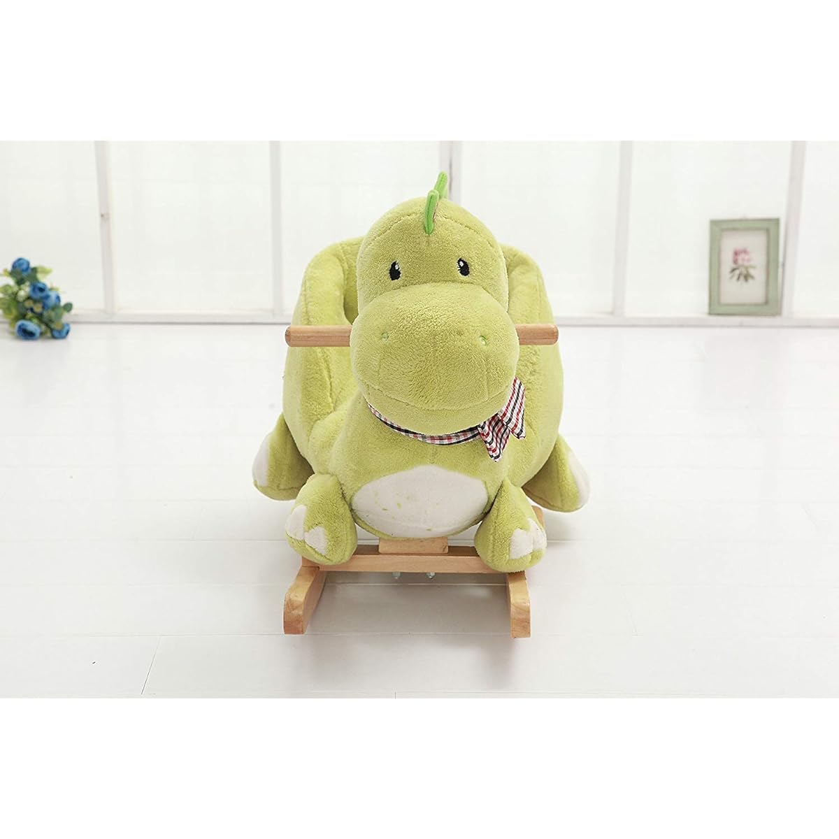 ToYqUeEn Premium Plush Rocking Horse Wooden Bear Rocker with Sounds Rocking Animal Stuffed Animal Christmas/Birthday Gift for Babies/Kids Ages 1-3, ASTM Child Safety Standard Approved (Dinosaur)