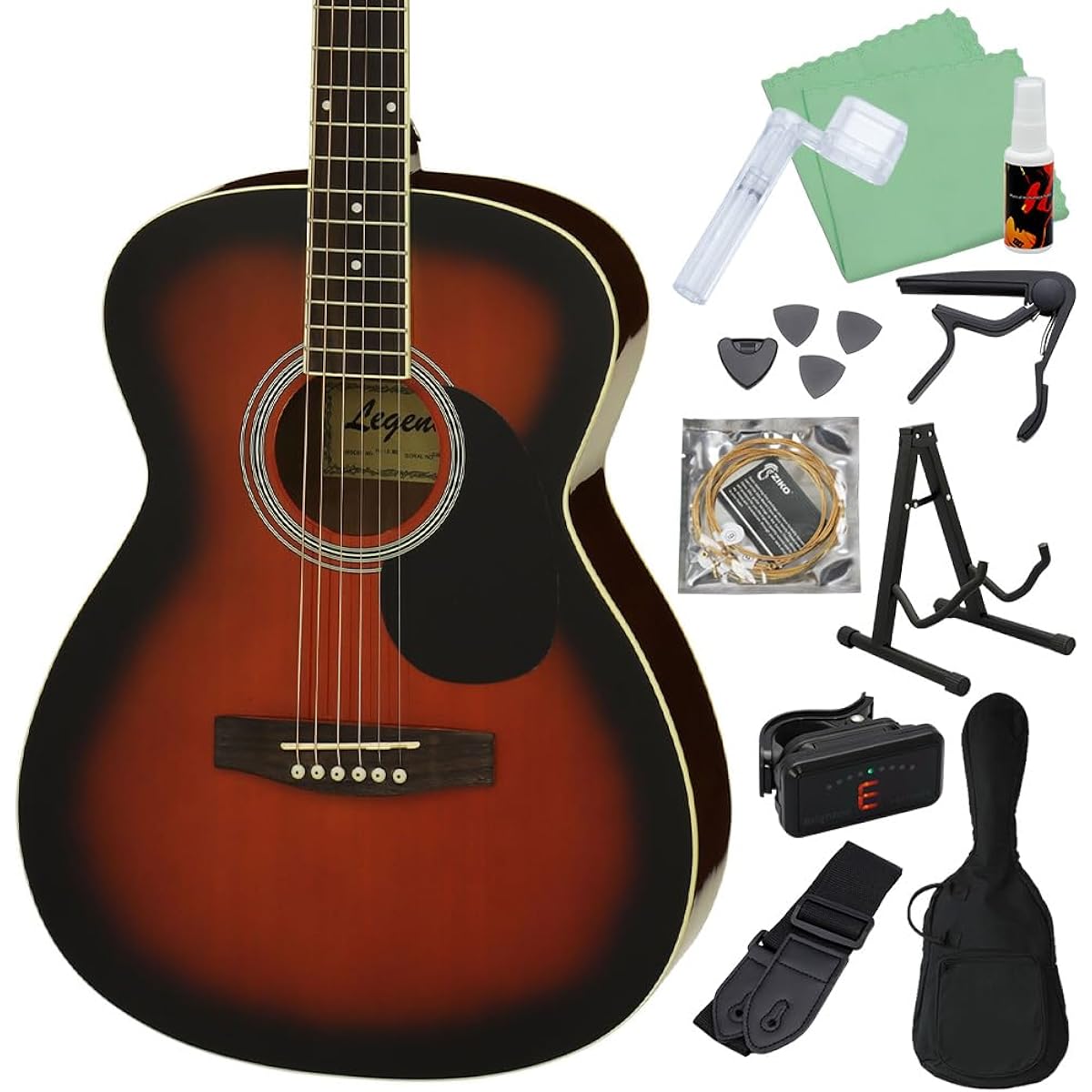 LEGEND FG-15 Beginner Set Acoustic Guitar (Brown Sunburst)
