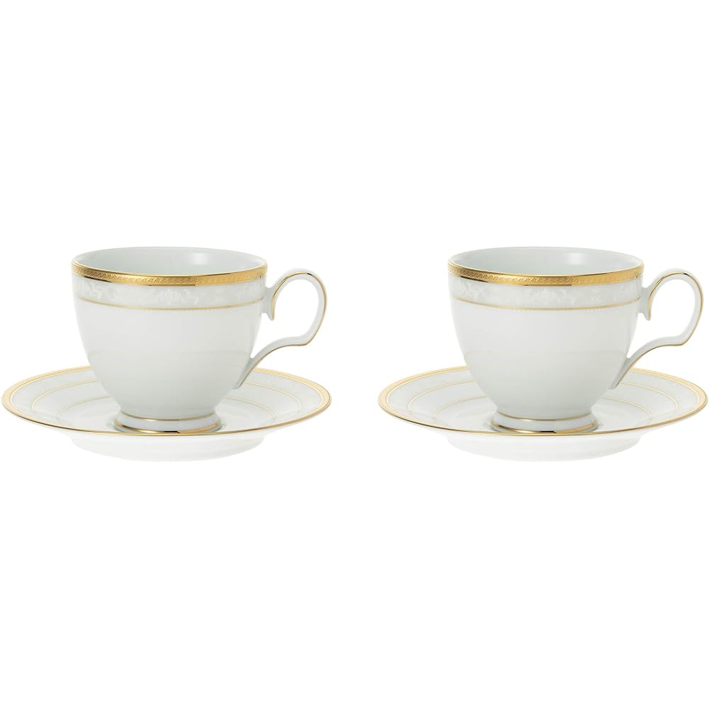 Noritake Cup & Saucer (Pair Set) (Coffee Tea) 250cc Hampshire Gold 2-Piece Fine Porcelain P91988/4335