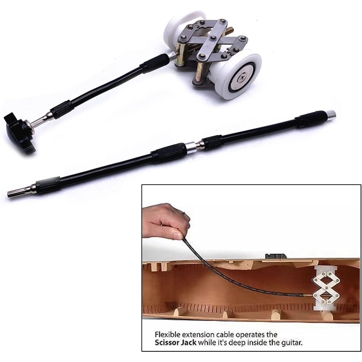 Jiayouy Guitar Brace Repair Jack Tool Telescoping Jack Sound Beam Support Range Adjustment 2.5" to 4.7" (Black)