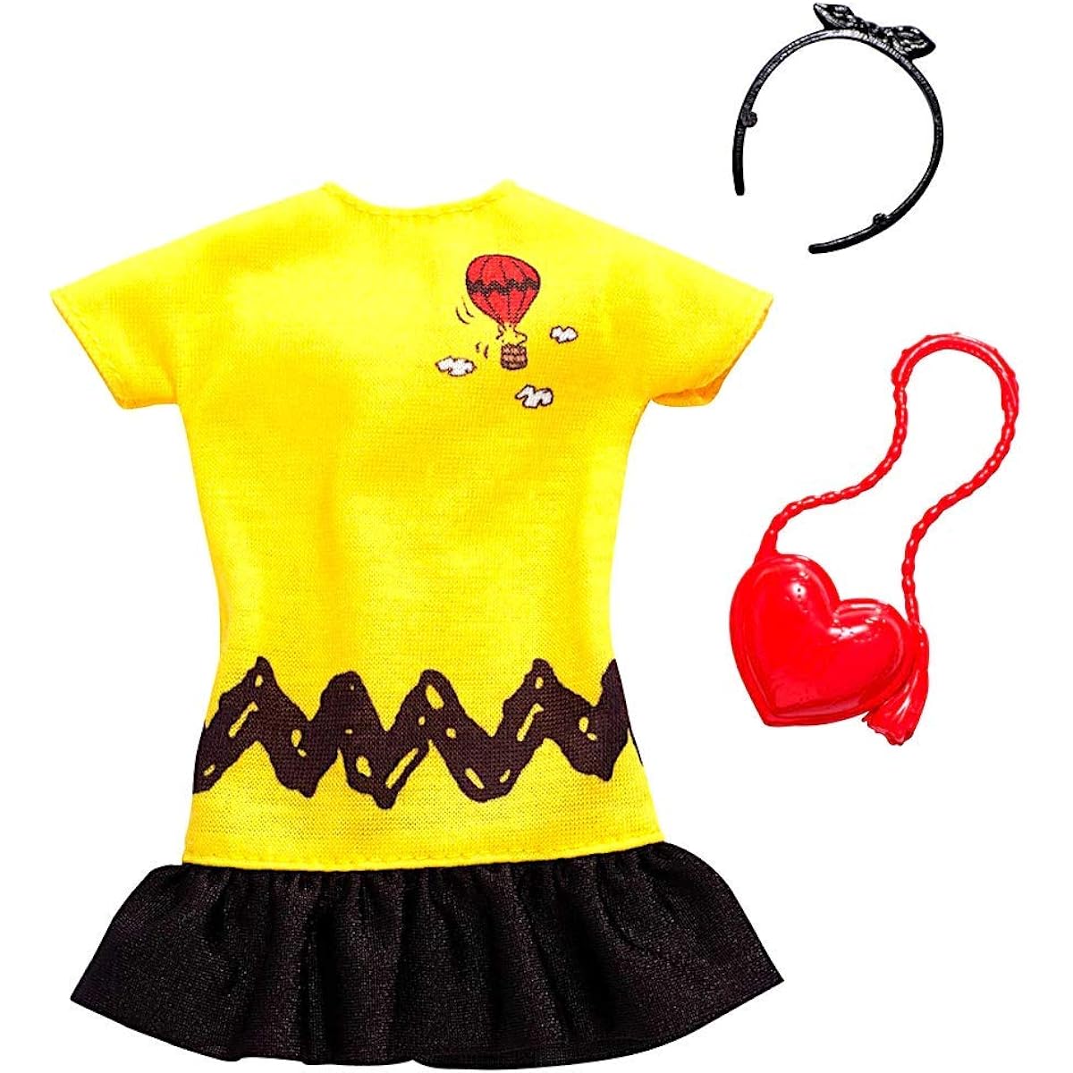 Barbie Clothes: Peanuts Charlie Brown Dress for Barbie Doll with Heart Purse and Headband