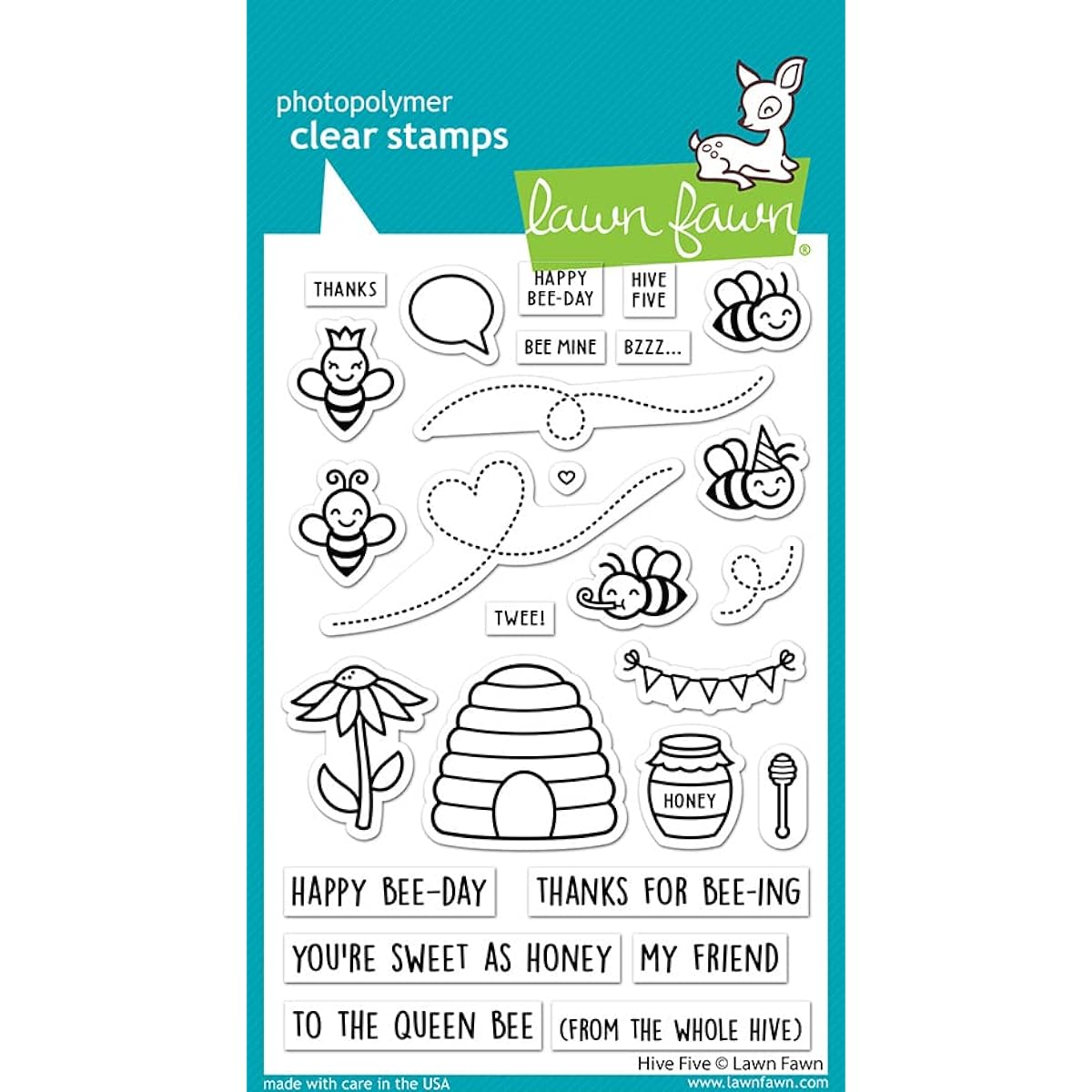 Lawn Fawn - Hive 5 Stamps, Dies, Honeycomb Stencils