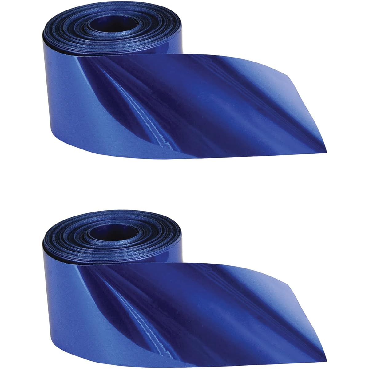 Beistle 2-Piece Indoor Outdoor Metallic Plastic Birthday Streamers for Graduation Party Supplies and Baby Shower Decorations, 2" x 200', Blue