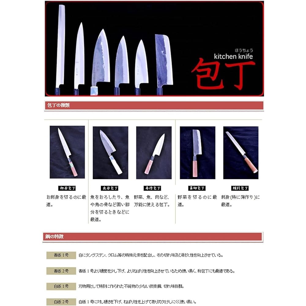 Tosa Knives Distribution Center Tosa Knives Knife Black Uchi Deba Knife Blue Steel No. 1 165mm