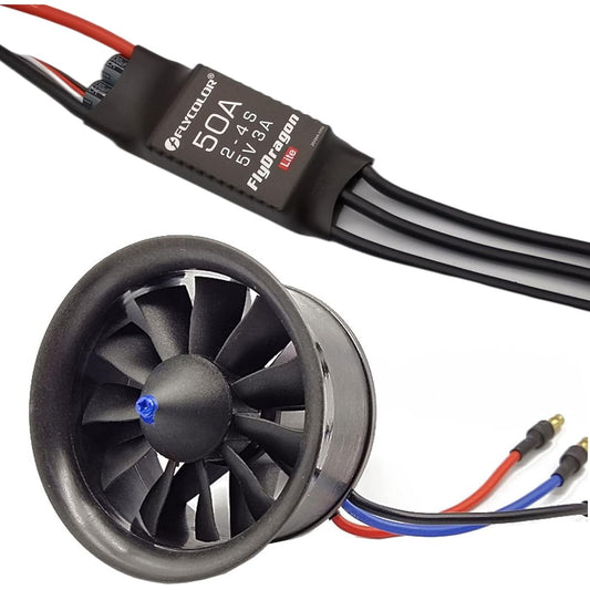 FLYCOLOR EDF 64mm 3500KV 4S RC Jet Airplane 11 Blade Ducted Fan with RC Brushless Motor ESC 50A(2~4S) Balance Tested