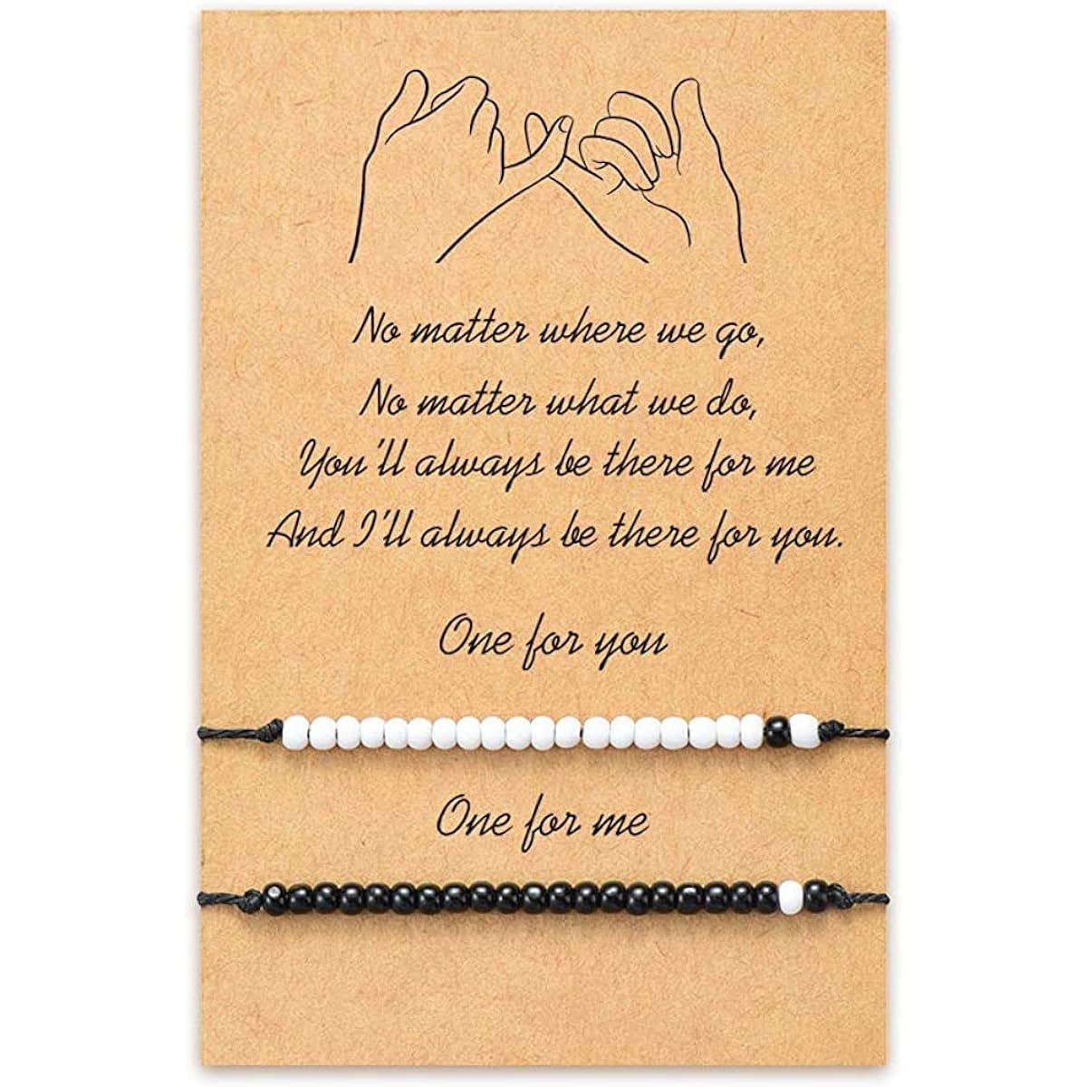 Hiipeenow Best Friend Couple Sister Gifts, Pinky Promise Distance Matching Bracelets 2pcs Friendship Gifts Birthday Christmas Gifts for Couples Sisters Women Teen Girls