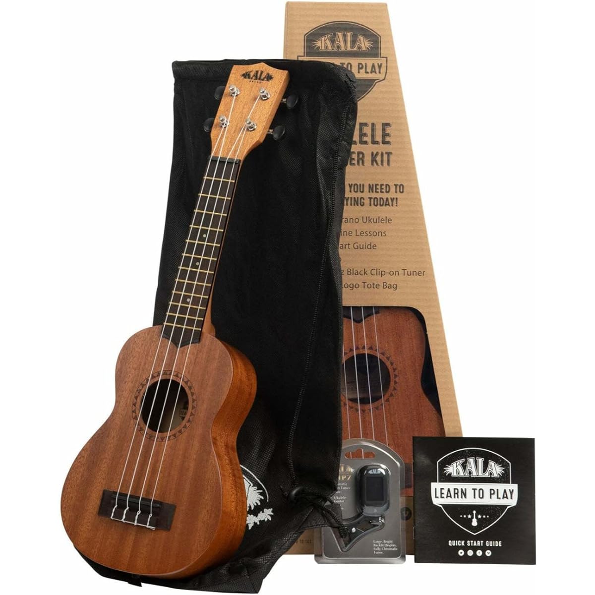 Kara Soprano Ukulele Starter Kit Rosewood Fretboard Natural