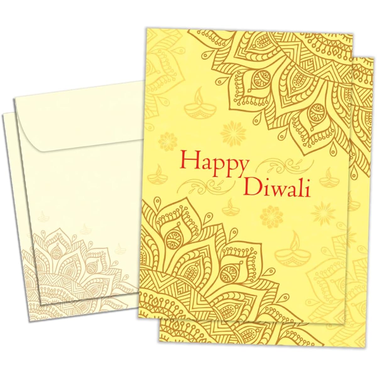 Tree-Free Greetings Diwali Cards 2 Pack Eco Friendly Made in the USA 100% Recycled Paper 5"x7" Happy and Bright Diwali (GT61506)
