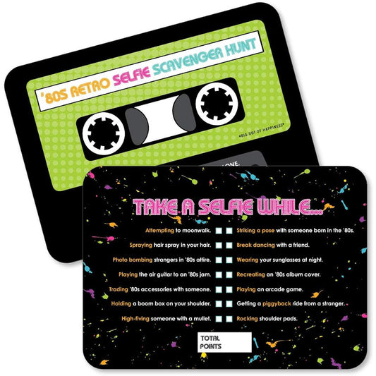 80's Retro - Selfie Scavenger Hunt - Total 1980s Party Games - Set of 12