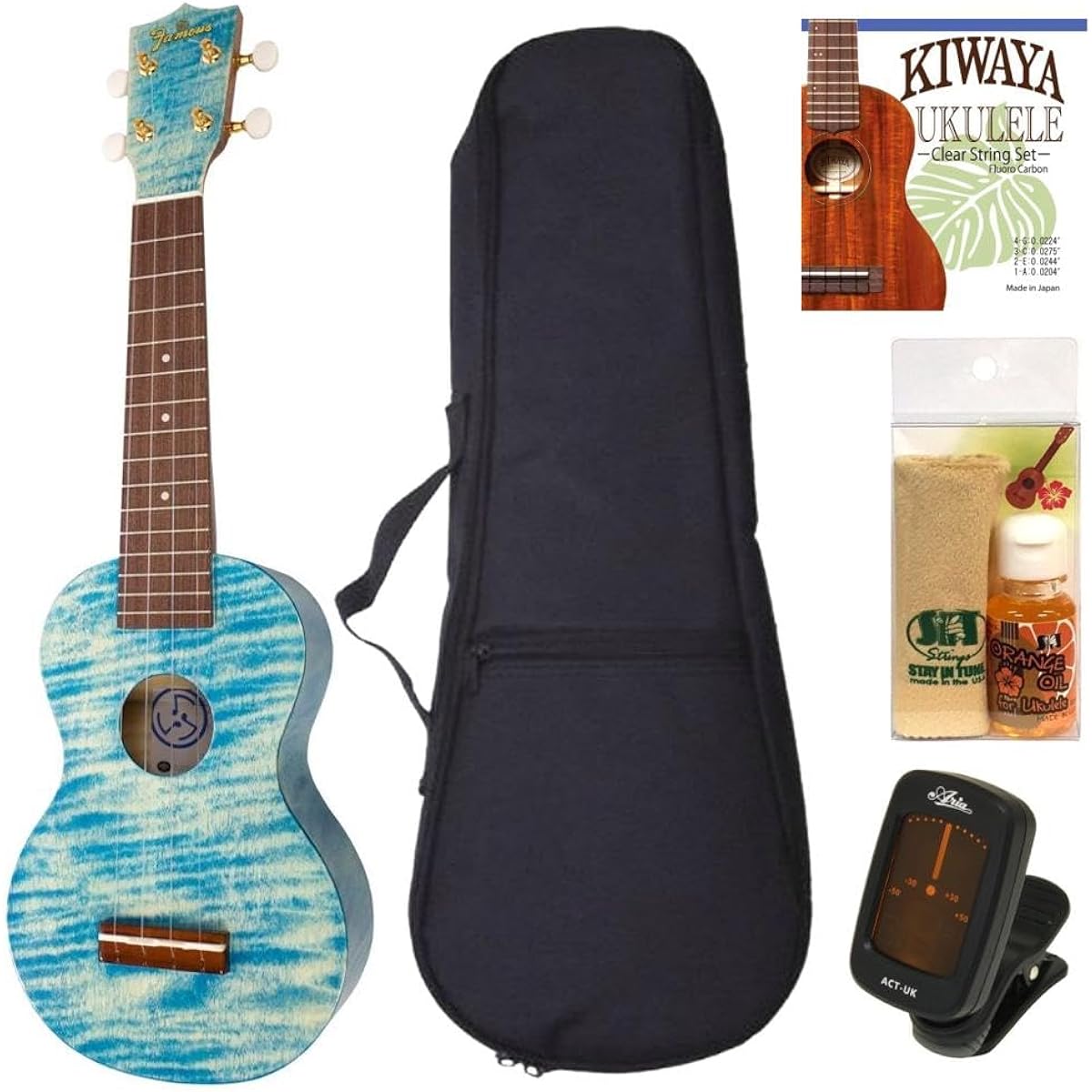 Famous FS-S10/BL Soprano Ukulele [Standard 5-piece set]
