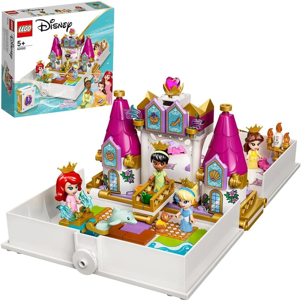 LEGO Disney Princess Ariel, Belle, Cinderella, Tiana Princess Book 43193 Toy Blocks Gift Princess Girl Age 5 and up