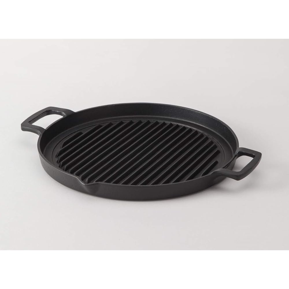 Iwachu Grill Pan Round 25 Black Baked Inner Diameter: 24.5cm IH Compatible Nambu Ironware 23050