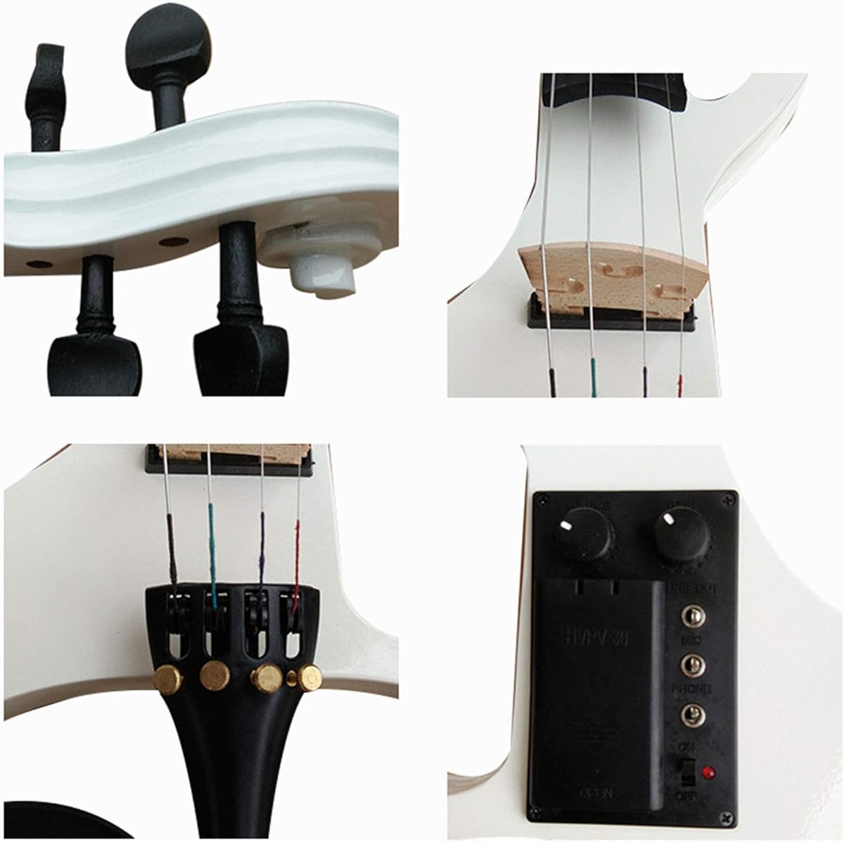 Violin White Blue Electronic Violin Electronic Violin Electric Acoustic Violin for Beginners (Color: White)