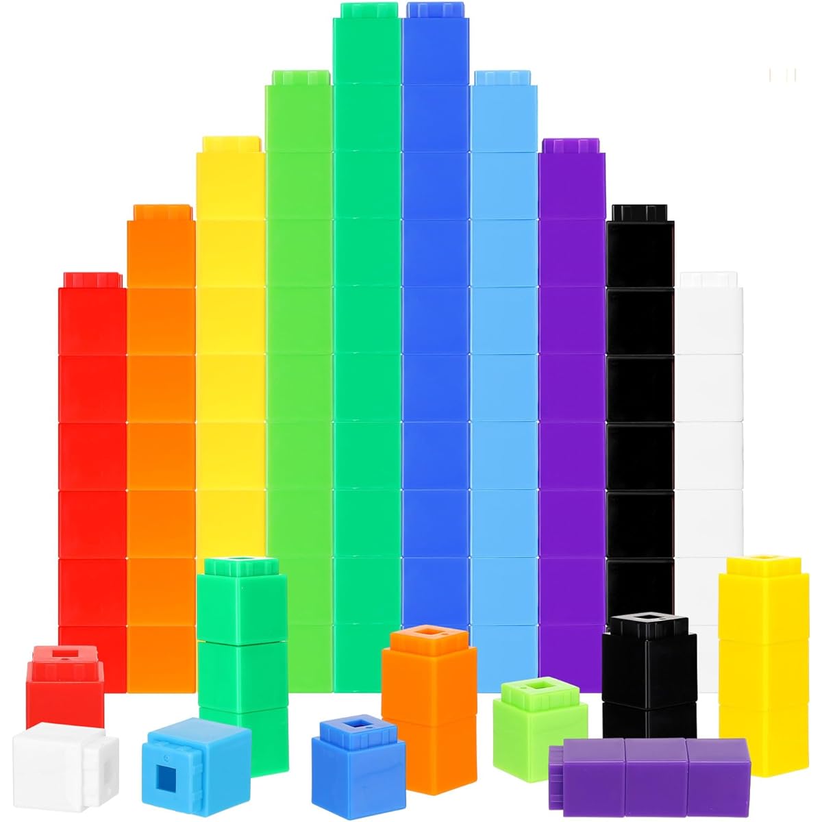 Jenaai 1000 Pieces Interlocking Cubes Plastic Counting Blocks Colorful Math Cubes Math Manipulatives Lesson Learning Supplies Preschool Activities for Boys Girls (Simple Style)