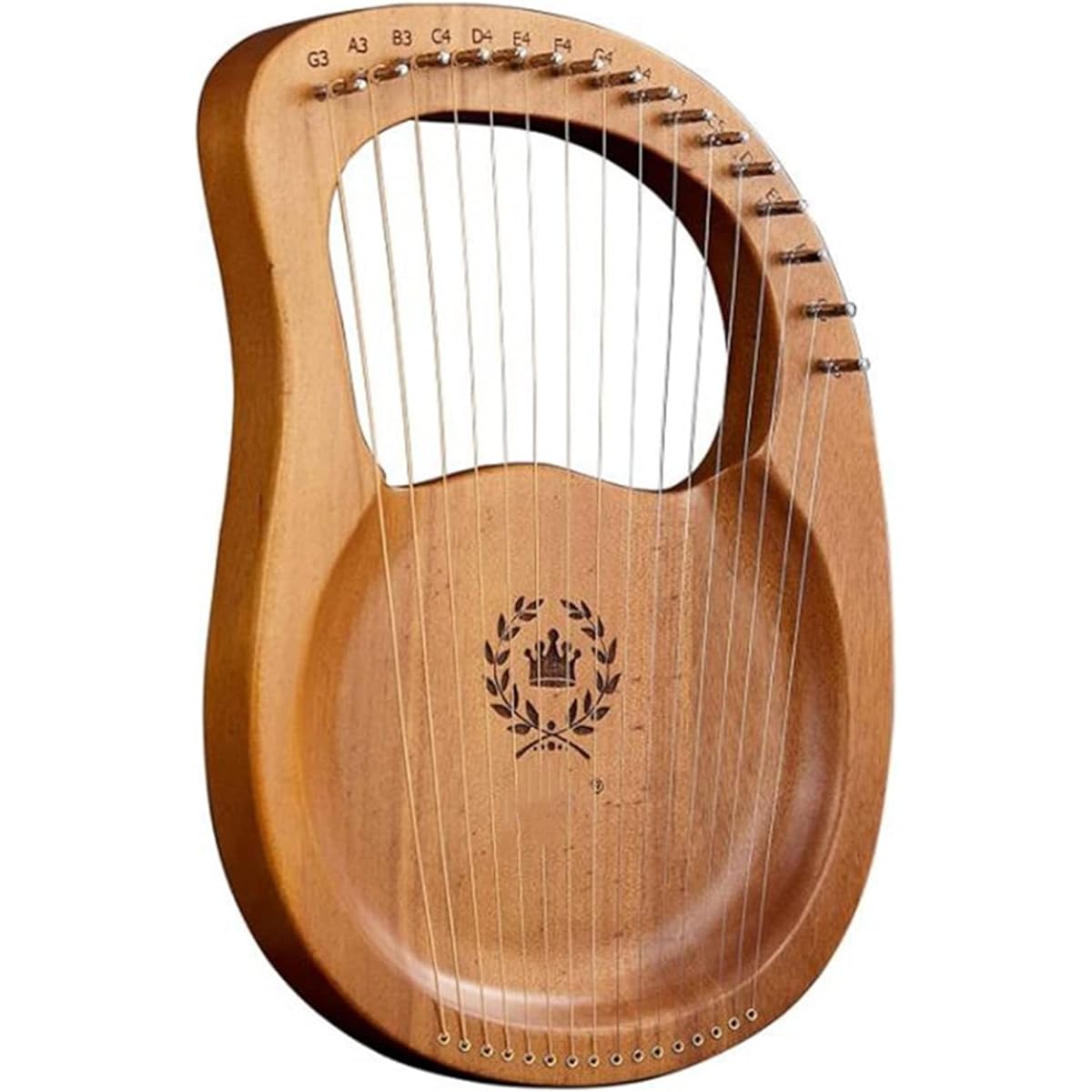 WowZza Wooden Lyra Harp 16 Metal Strings Crown Pattern Lyra Harp, Portable Stable Sound Quality Harp for Musical Instrument Lovers