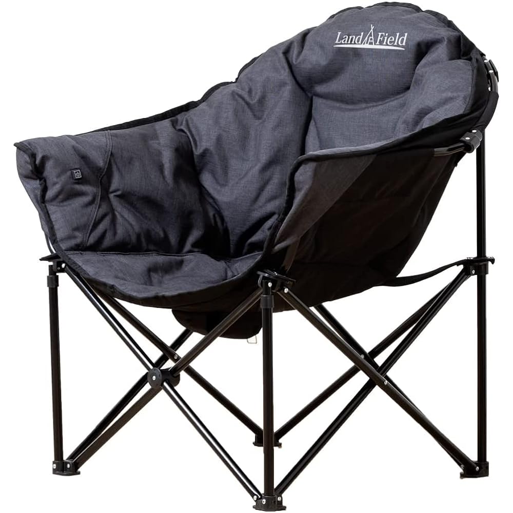 LandField Outdoor Heat Chair, 3 Temperature Adjustment Levels, Foldable, Completed Product, Seat Heat, Black LF-HC010