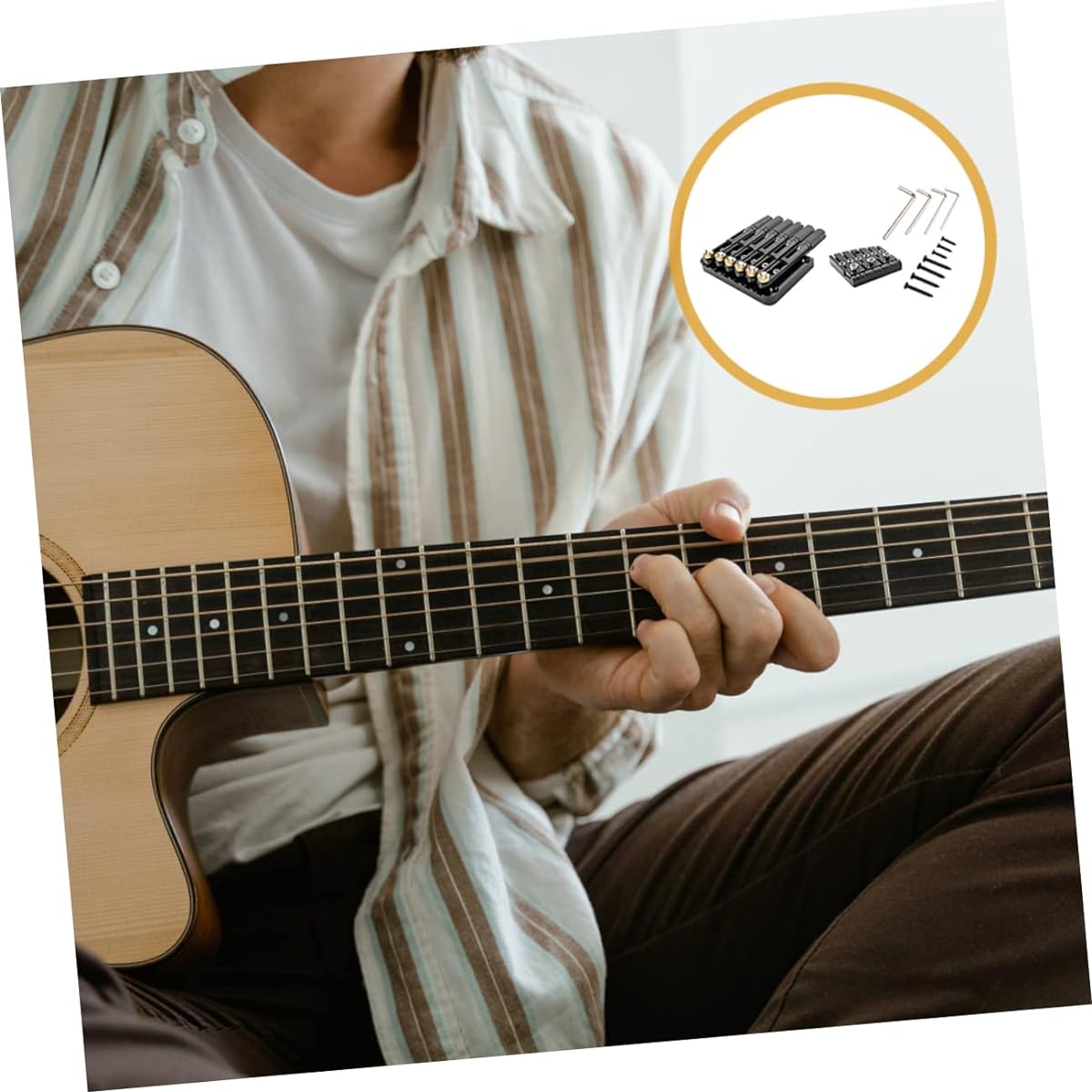 VICASKY Guitar Parts 1 Set 6 String Bridge Guitar Bridge Saddle Saddle Bridge Metal Headless Musical Instrument Guitar Tailpiece