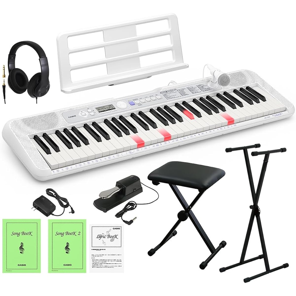 CASIO LK-330 Light Navigation Keyboard 61 Keys Stand, Chair, Headphones, Pedal Set Casio