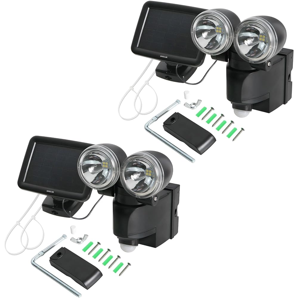 Comes with a 1.3W large solar panel that fully charges in about half a day!! GWSOLAR LED motion sensor light [Set of 2] Compact design, 2-light type, waterproof specification, brightness 500 lumens, white color, 5m coat, clamp stand included, various ins