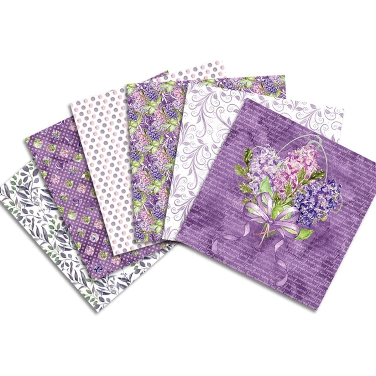 12" x 12" Lavender Flower Leaf Purple Pattern Decorative Craft Paper Pads 24 Sheets Single Sided Scrapbook Paper 160GSM Scrapbooking Card Making Album Supplies