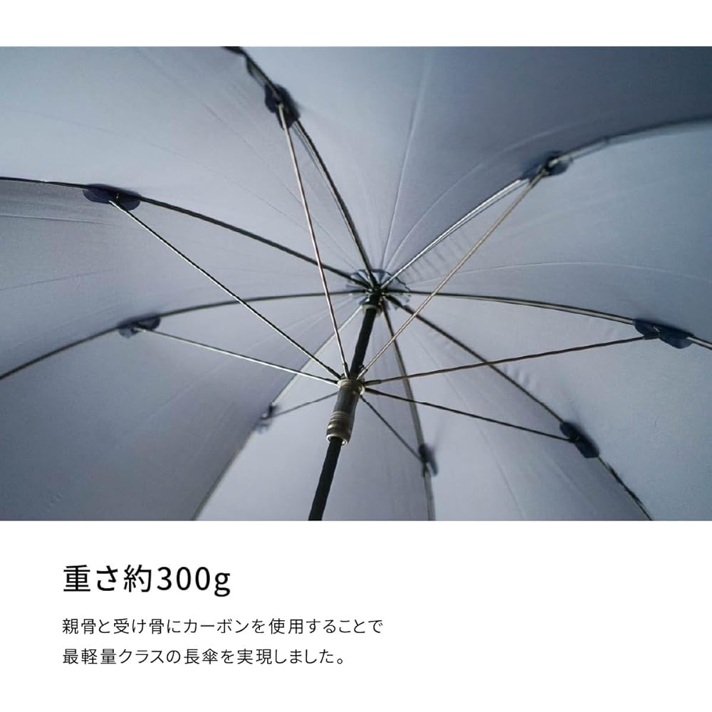 Komiya Shoten Umbrella, Men's, Long Umbrella, Ultra Light Carbon, Large, Large Size 70cm, Plain, Hand Open, Teflon Treated, Weight Approximately 300g, Men's Large Size 70