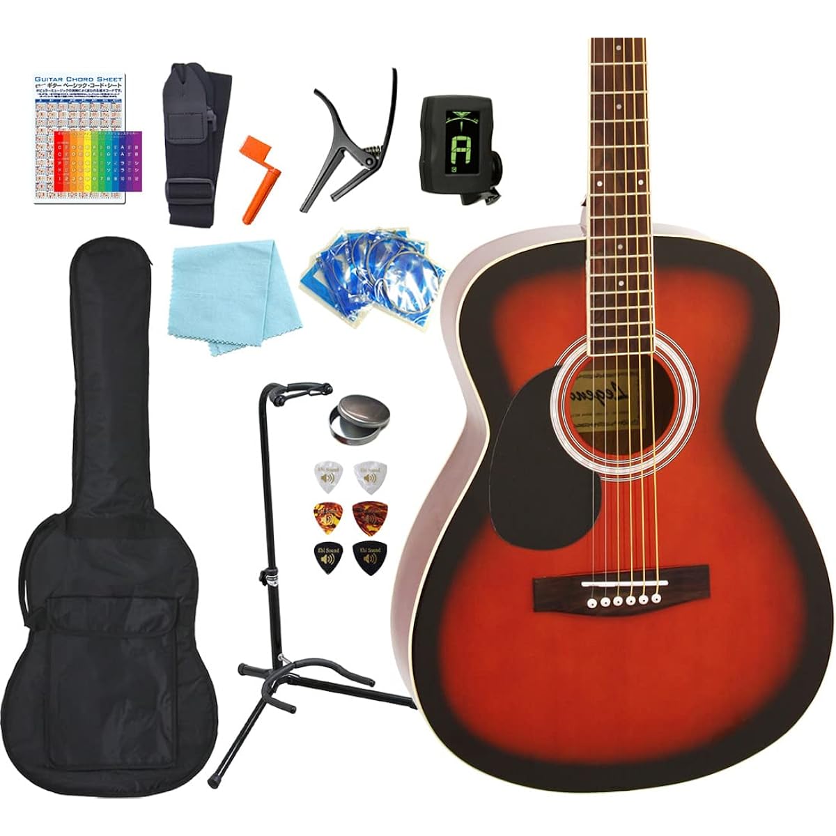 Acoustic guitar, left-handed, beginner, 13-piece set, Legend FG-15LH, acoustic guitar, beginner, BS [98765]