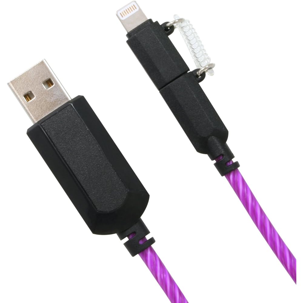 Fujimoto Dengyo F.S.C. 2WAY Glowing Illumination Cable 2.4A Purple CK-L06PU
