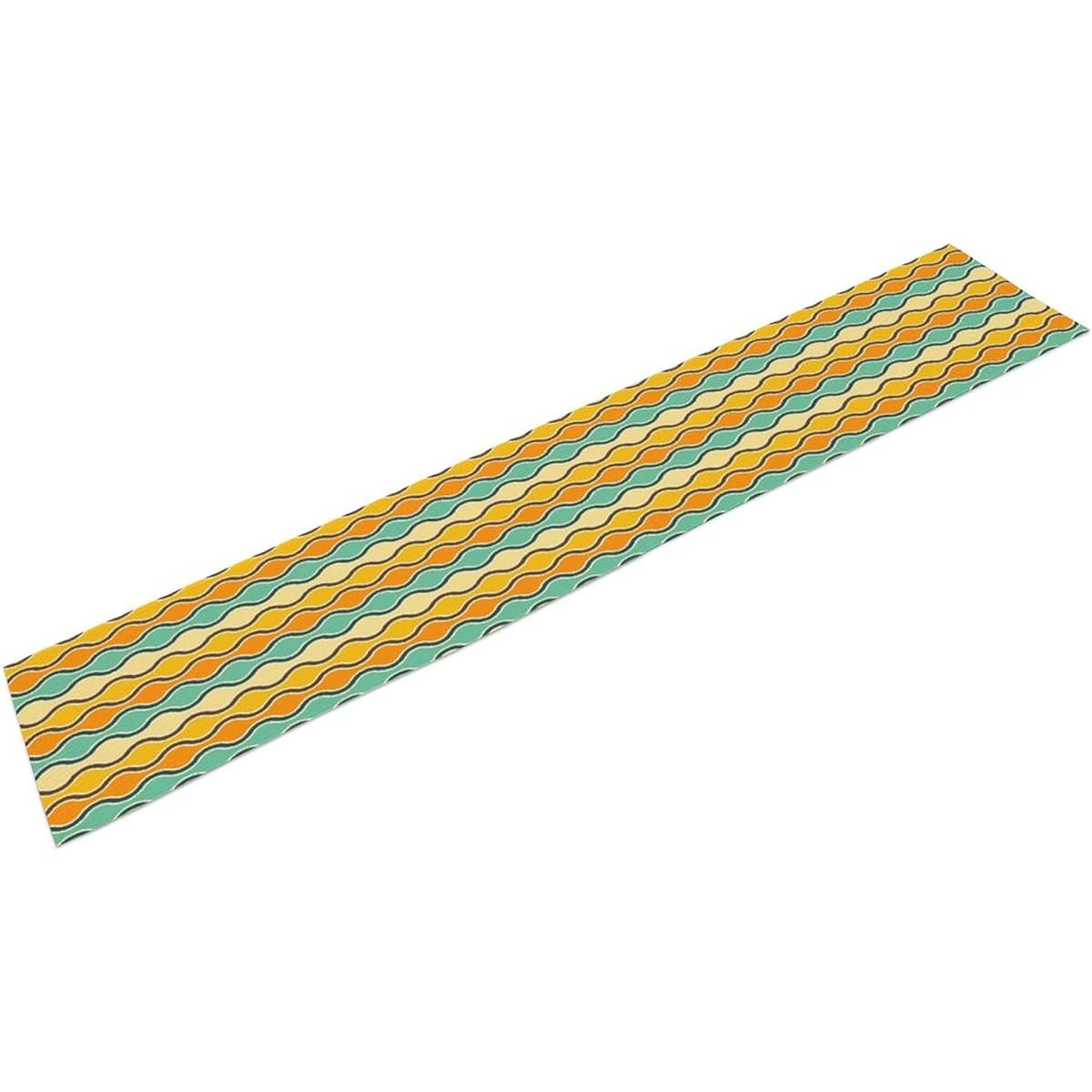 Orange Yellow Turquoise Coffee Table Runner for Kitchen Dining Table Midcentury Geometric Stripes for Kitchen Dining Modern Table Decor 13x60 Inch