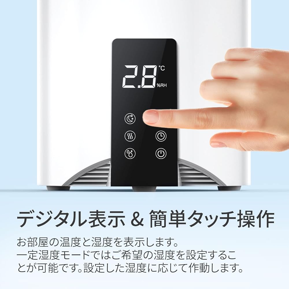 Pro Breeze Humidifier, Top Water Supply, Humidifier, Tabletop, 3.5L Humidifier, Plastic, Large Capacity, Aroma Diffuser Included, 3 Levels of Mist Adjustment, Compatible with Hypochlorite Oxygen Water, Prevents Dry Cooking, Digital Display, Easy to Clean