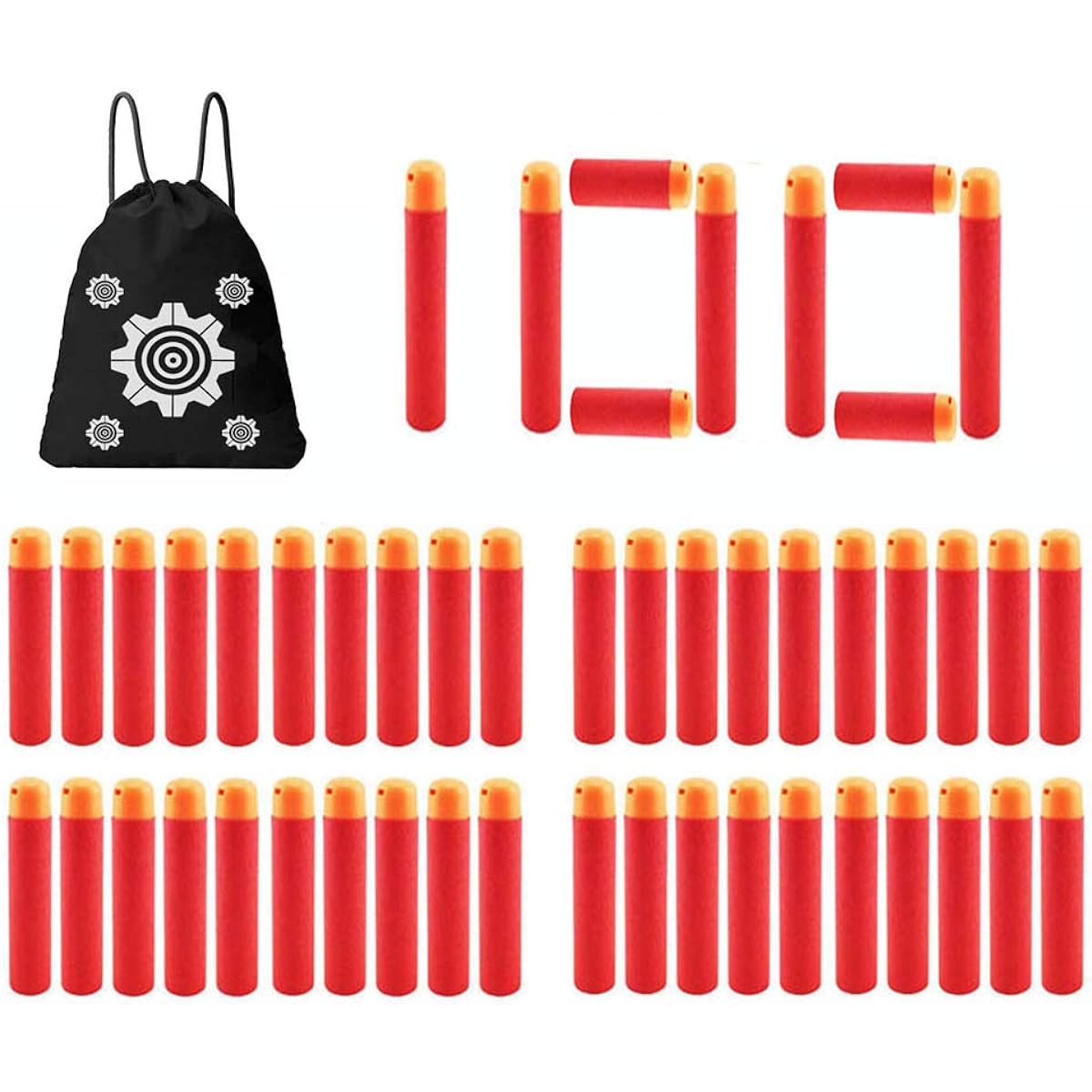 TedKat 100 Dart Refill Pack with Storage Bag for Nerf N-Strike Mega Series