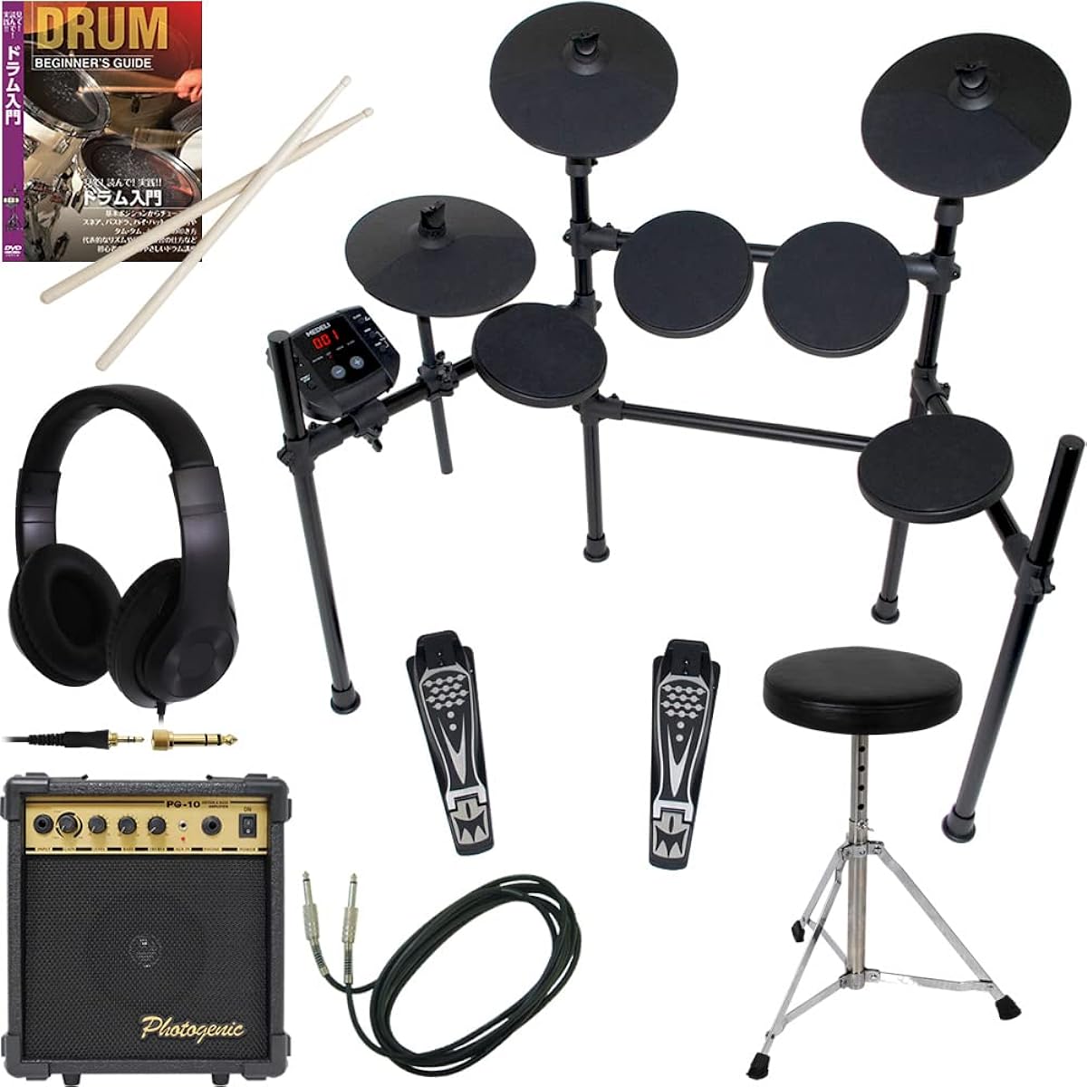 MEDELI Electronic Drum DD-401J DIY KIT Sakura Instrument Original Set [Includes instructional DVD, amplifier, cable, chair, and headphones]