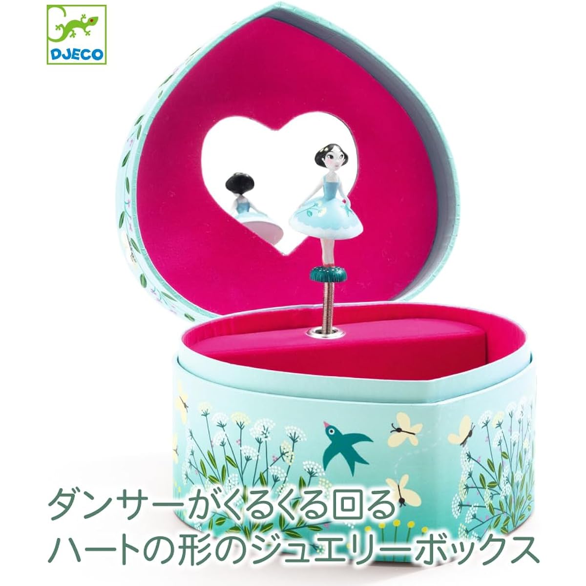 Jewelry Box Music Box Girls Present Accessory Case Children Treasure Box Jewelry Case Heart Cute Birthday Christmas [DJECO Badding Dancer] (DJ06602)