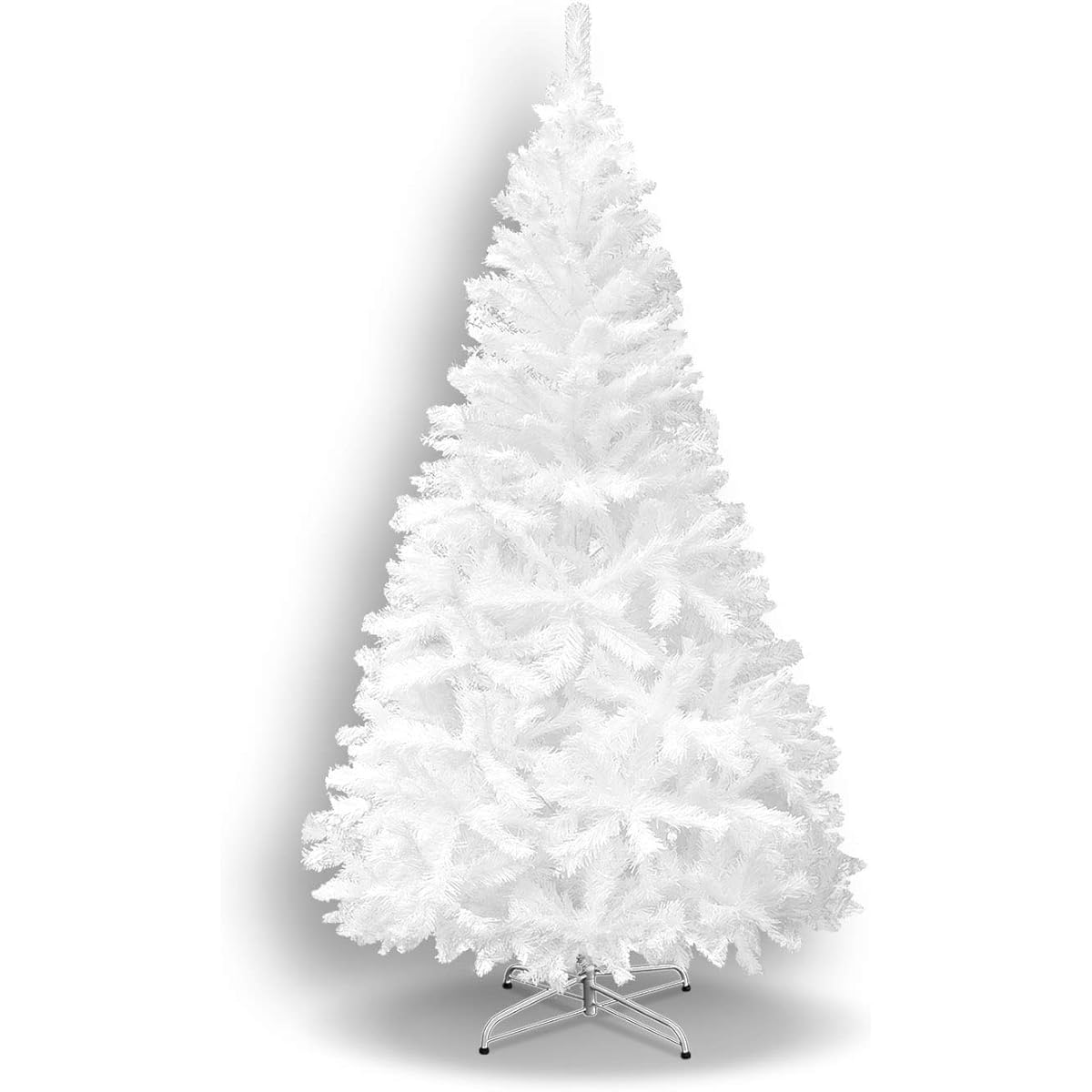 Strong Camel PVC Artificial Christmas Tree Spruce Hinged with Metal Stand Christmas Pine Tree 6FT White S180-W