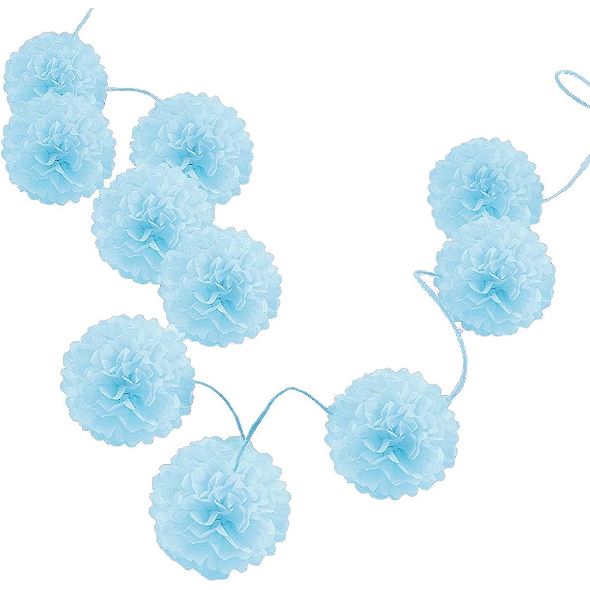 Pack of 10 Tissue Paper Flower Balls with Pom Poms Party Decorations Indoor Outdoor 6" 8" 10" 12" 14" 14" NA