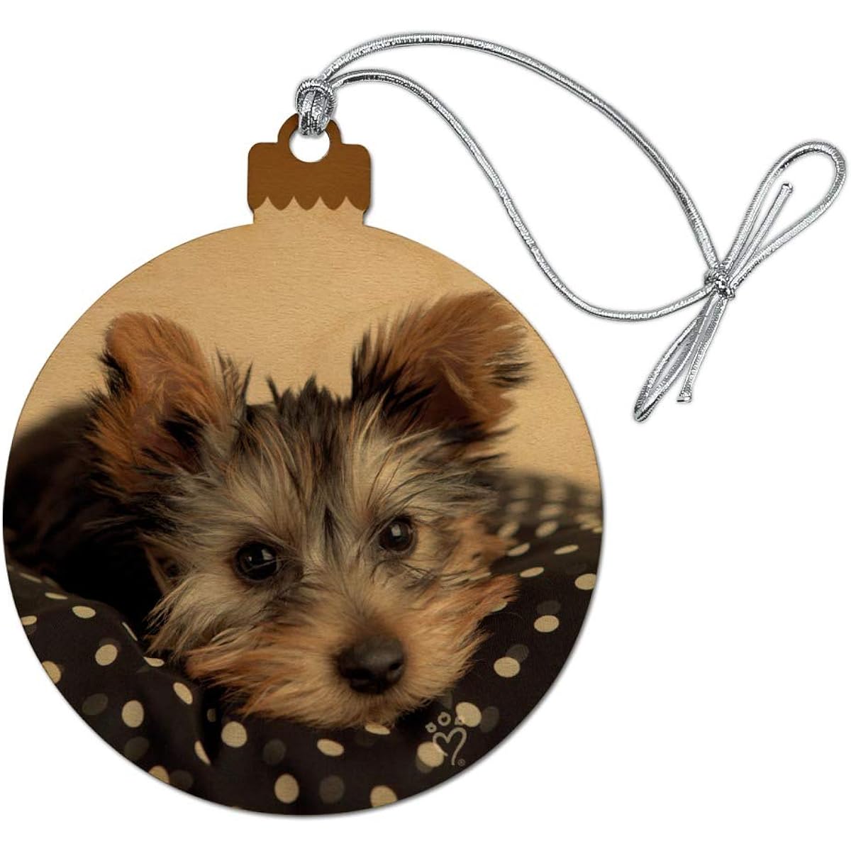 Spotted Cushion Yorkie Yorkshire Terrier Puppy Dog Wood Christmas Tree Holiday Ornament