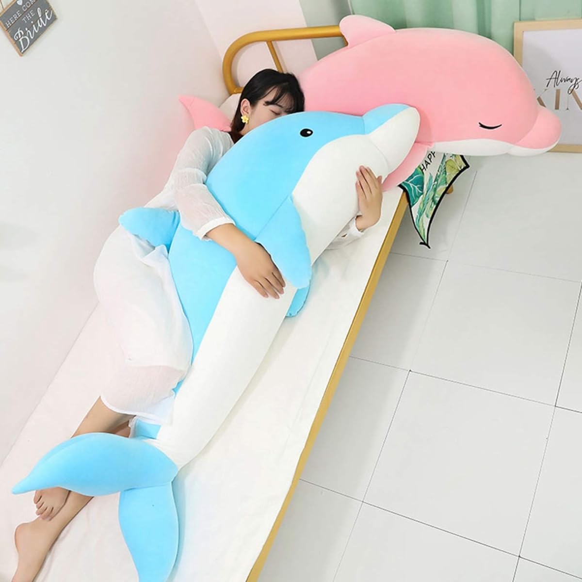 Dolphin Plush Toy, Extra Large, Color 1, 140cm, Animal, Shark, Doll, Dolphin Body Pillow/Dolphin Plush Toy/Gift/Celebration/Fluffy Birthday, School Entrance Gift, Graduation Gift, Christmas Gift, Blue