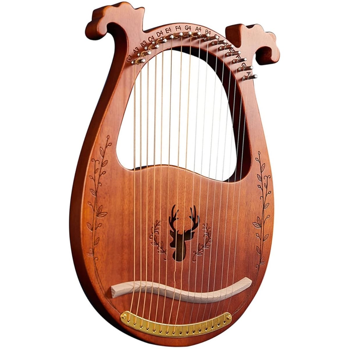 WowZza 19 String Wooden Lyra Harp Resonating Box Stringed Instrument with Tuning Wrench and Pick 3pcs Lyra Harp/4
