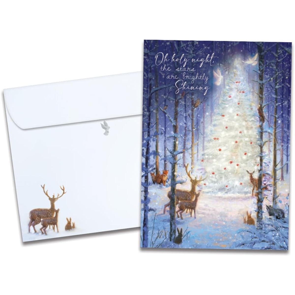 Tree-Free Greetings Christmas 12 Pack with Matching Envelopes, Eco-Friendly, Made in the USA, 100% Recycled Paper, 5" x 7" O Holy Night (HP60642)