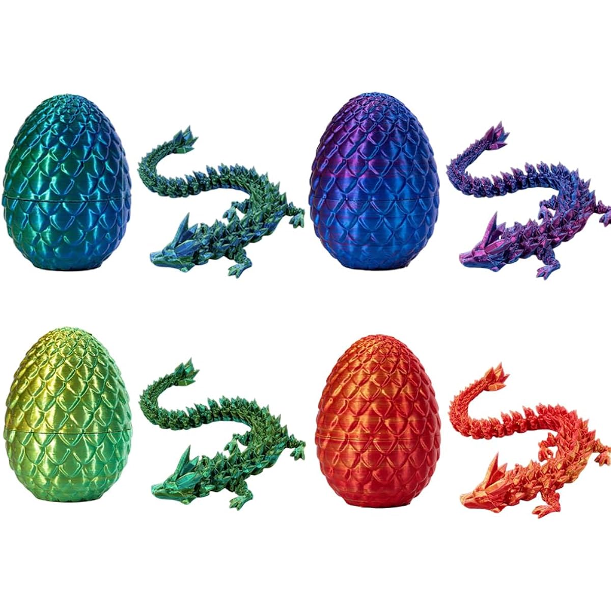 3D Printed Dragon Eggs, Mystery Crystal Dragon Egg Fidget Toy Surprise, Articulated Crystal Dragon Eggs with Dragon Inside(4pcs)(4pcs)