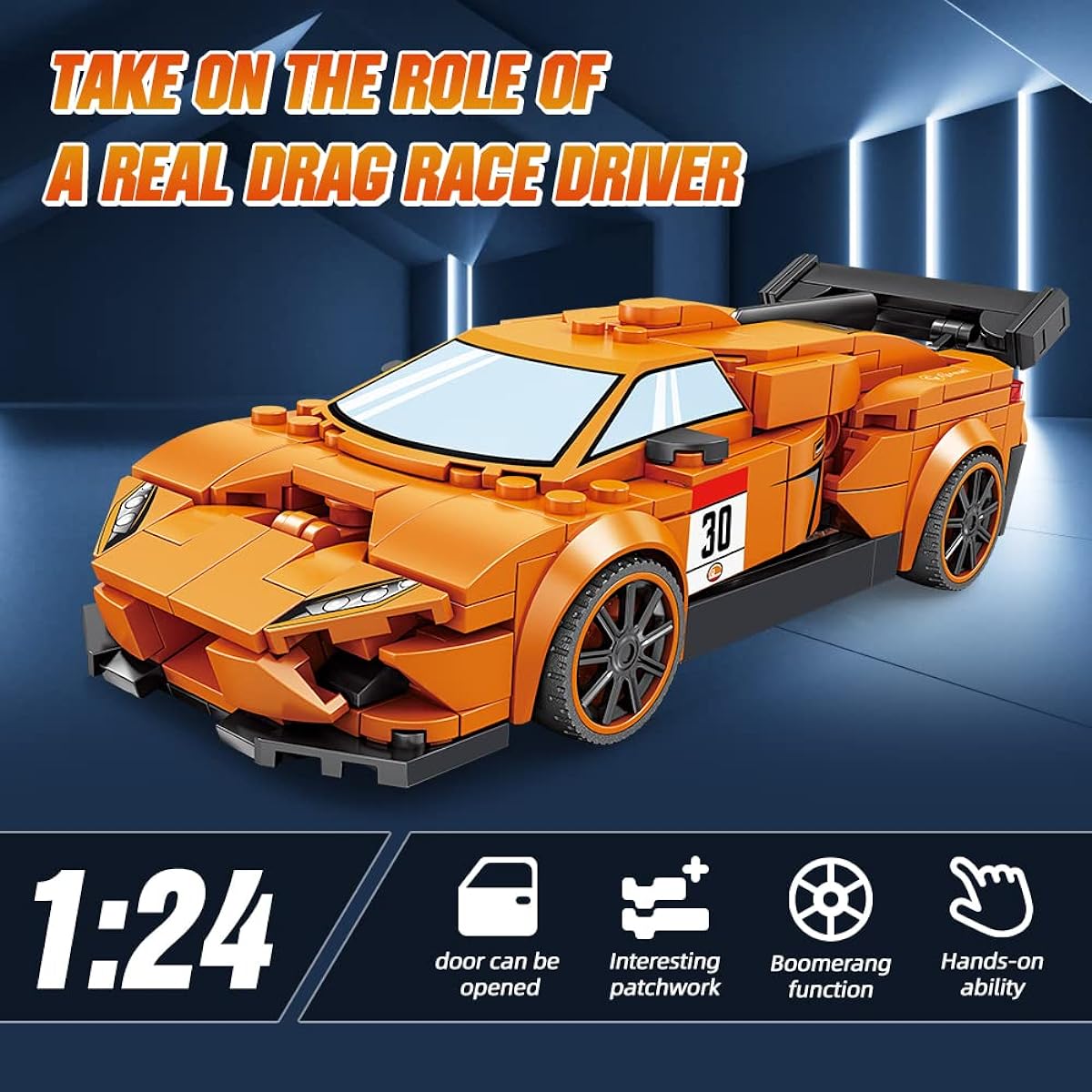 HEGOAI Track Champion Racing Car Building Toy for Boys, Aqe 6-10 Years Old STEM Sports Car Building Kit Model for Boys (Compatible with Lego Sets)