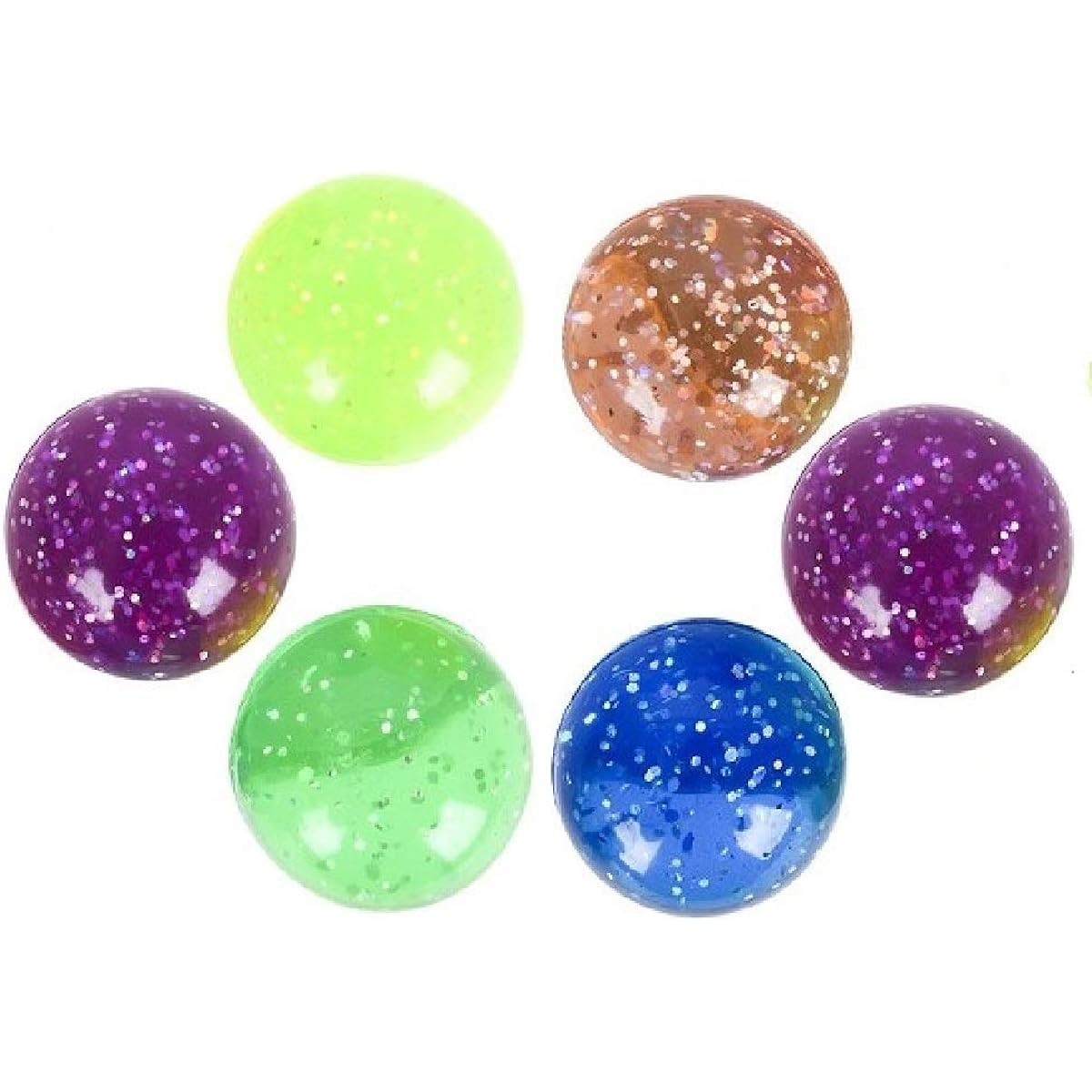 Novelty Treasures 1.75" Colorful Sparkly Bounce Balls, Pack of 6