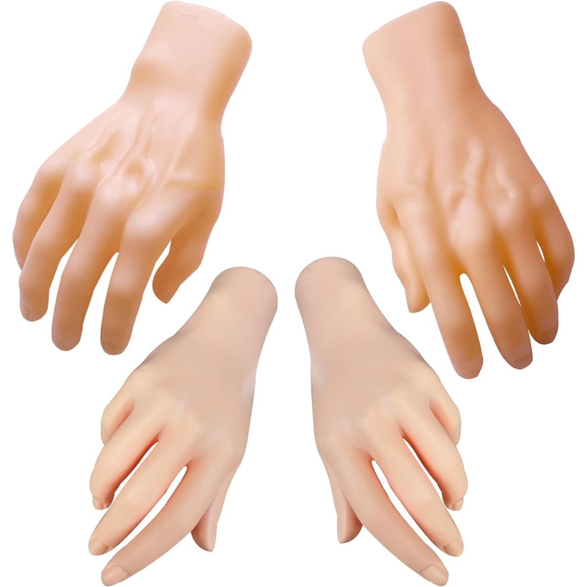 Lodou 4 Pieces Creepy Halloween Decorations Realistic Hands, Plastic Skeleton Hands Fake Human Hands Bloody Corpse Parts Haunted House Decorations (4)