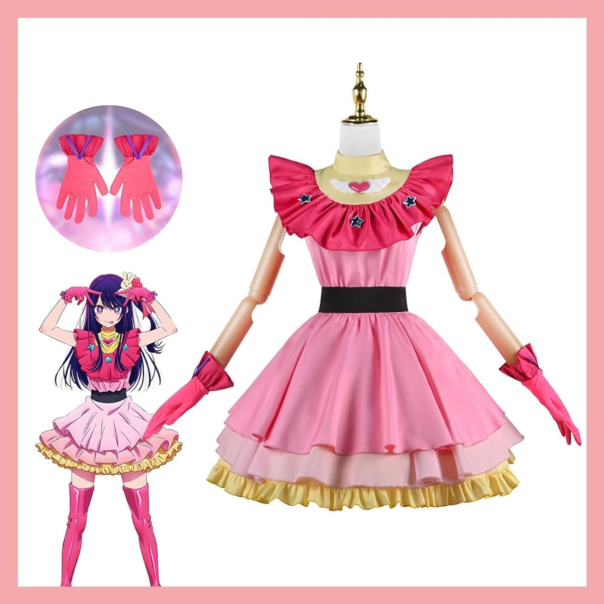 [Deniko] Halloween Cosplay Children's Oshiko Costume Ai Hoshino Disguise with Hair Ornament Cosplay Costume Cute Disguise Kids Costume Event Cultural Festival Party Play Party Birthday Present