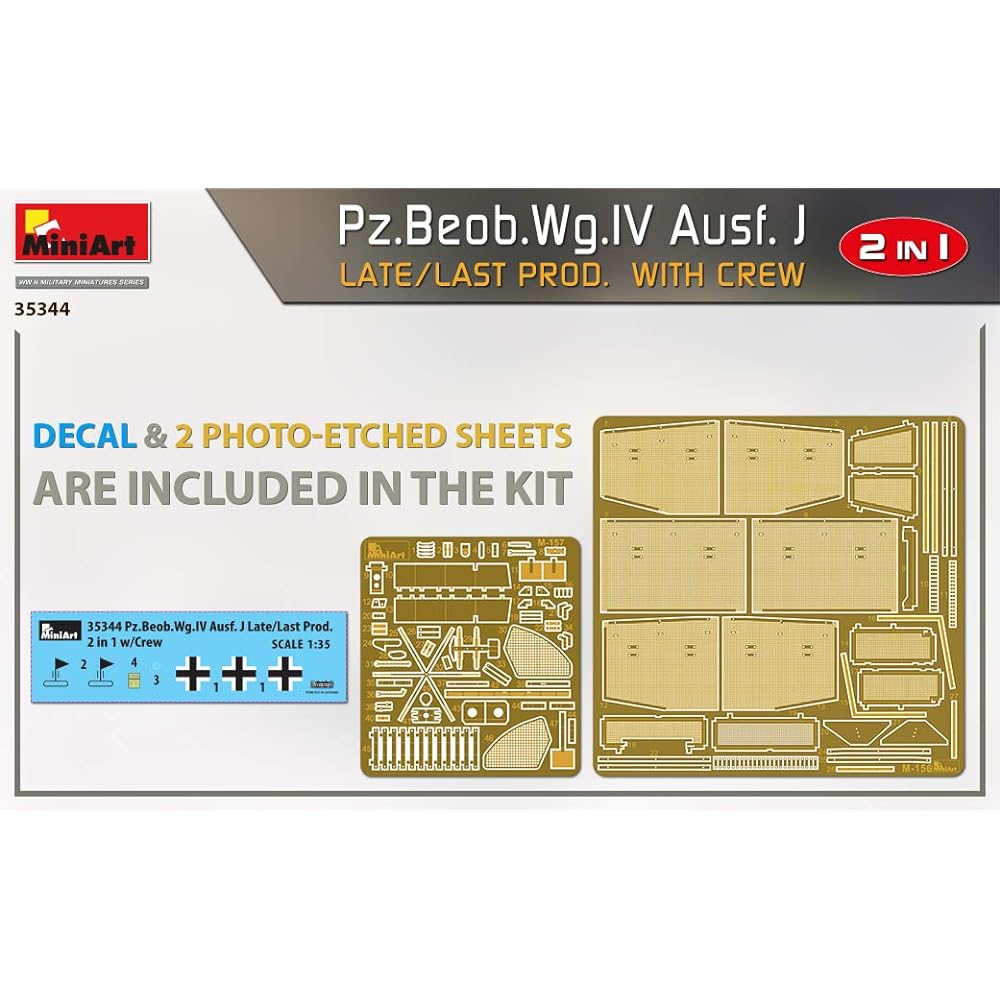 Miniart 1/35 German Army Panzer 4 J Type Pz.Beob.wg. Artillery Observation Vehicle Late/Final Production Type Selection Type with 5 Crew Members Plastic Model MA35344