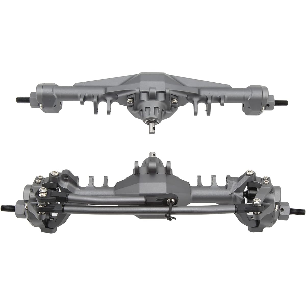 RC Car Front Rear Axle Set, RC Front Rear Axle Durable Wearable Length 223mm Height Extension Scx10II (Gray)