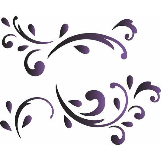 Joanie Victorian Scroll Border Stencil Floral Swirl Leaves Art Decor DIY Craft 10"x12" Sign