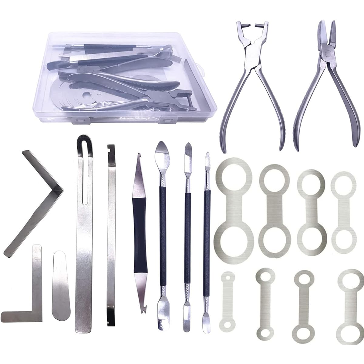 TUOREN Saxophone Repair Tool Set, Stainless Saxophone Pad Leveling Tool, Spring Needle Remover Pliers, Saxophone Key Adjustment Repair Kit, 19 Pieces