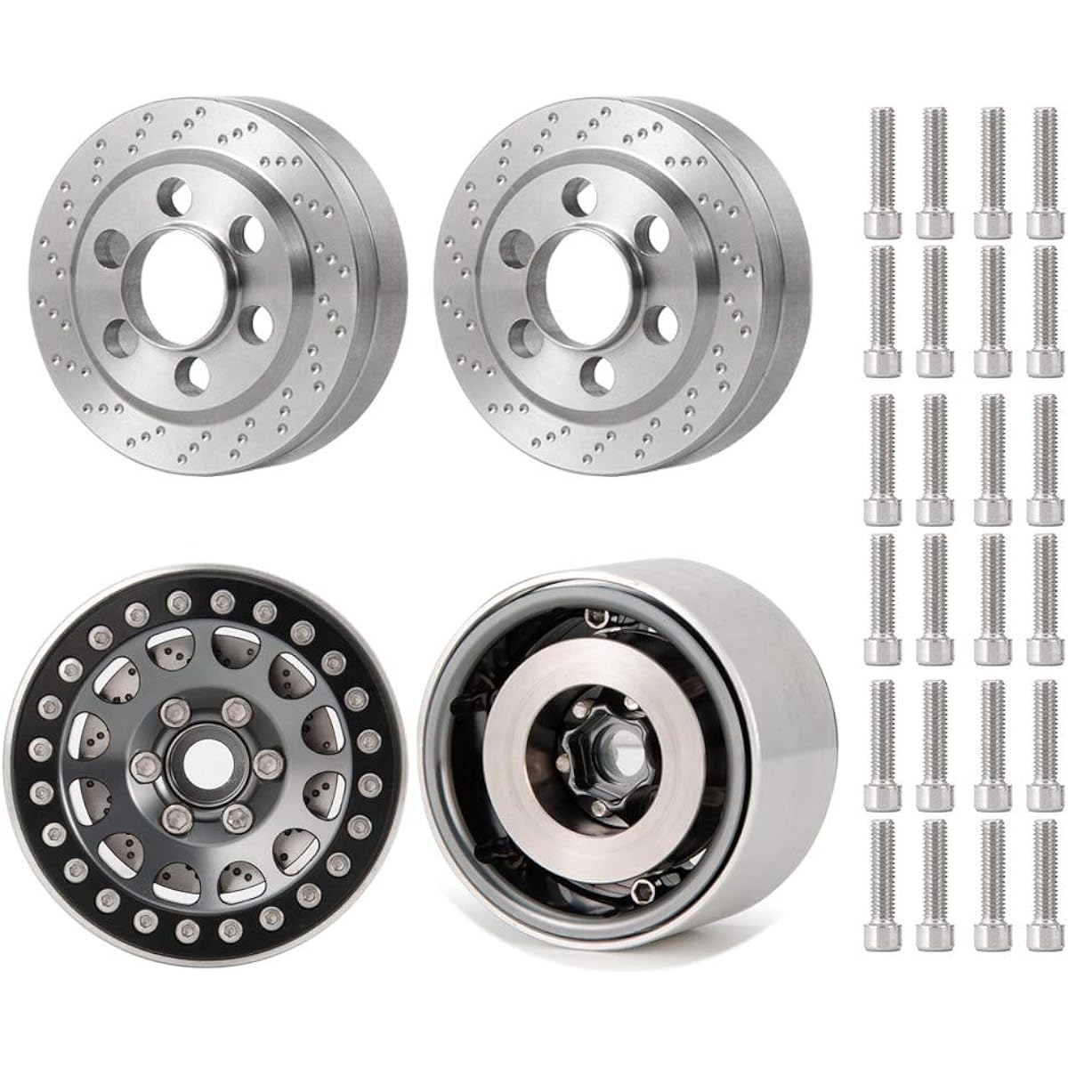 RCLions 4pcs Stainless Steel RC Wheel Weight Blocks 56g Counterweight Upgrade Parts for 1.9" Beadlock Wheels
