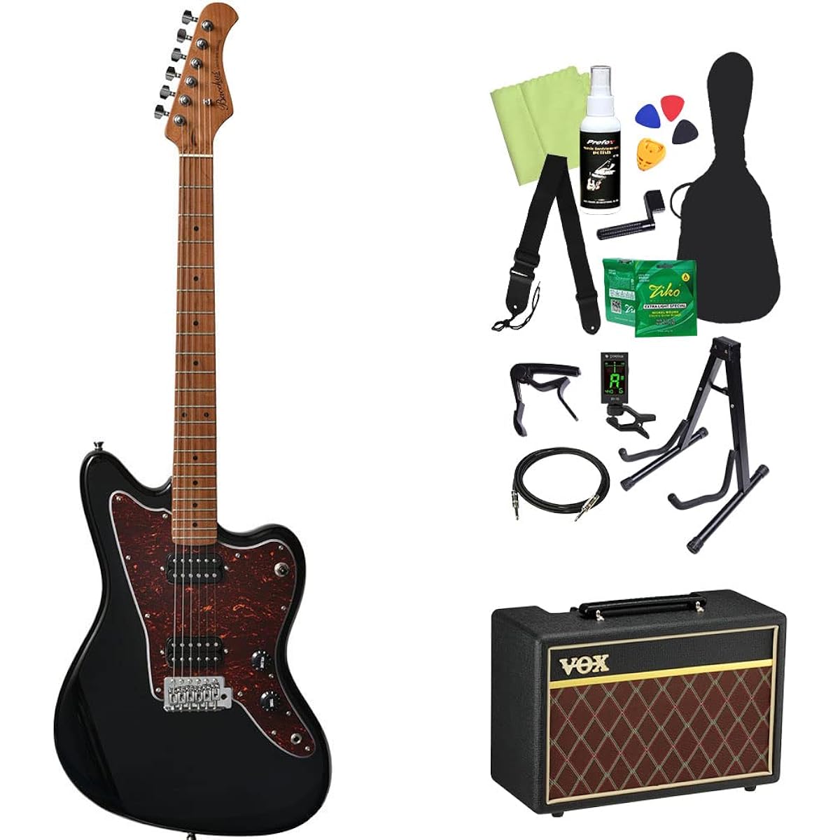 Bacchus BJM-3-RSM/M Electric Guitar Beginner 14-piece Set [With VOX Amplifier] BLK Roasted Maple Neck Bacchus
